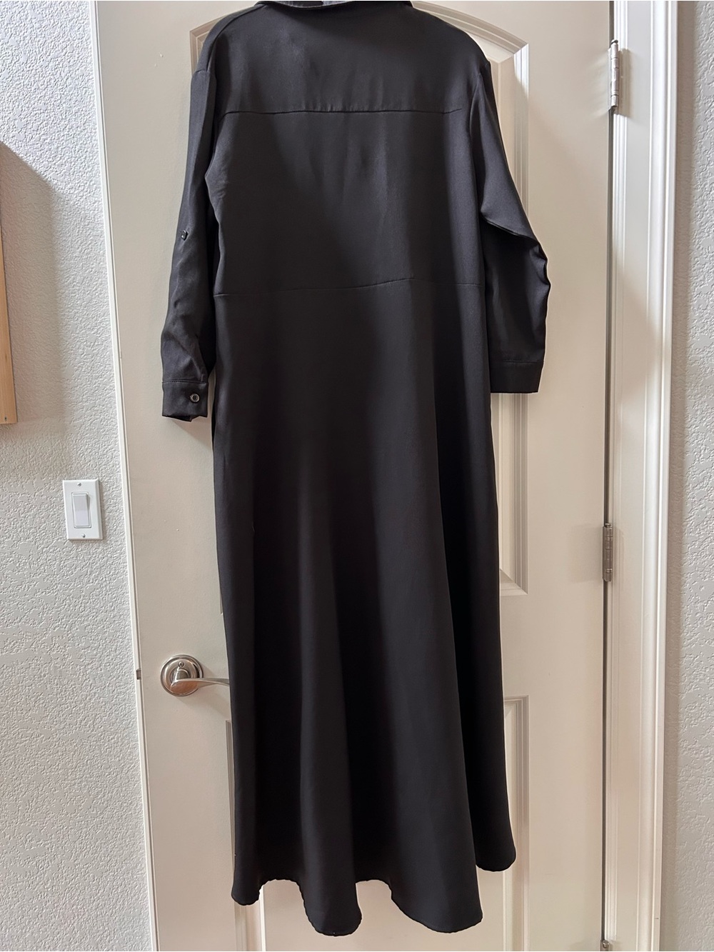 Verwin Black full button down high low dress. Lagenlook. Pockets. Classic. SZ M - Picture 5 of 8